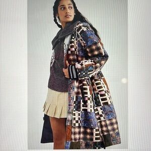 Free People Multicolor Patchwork Coat NWT